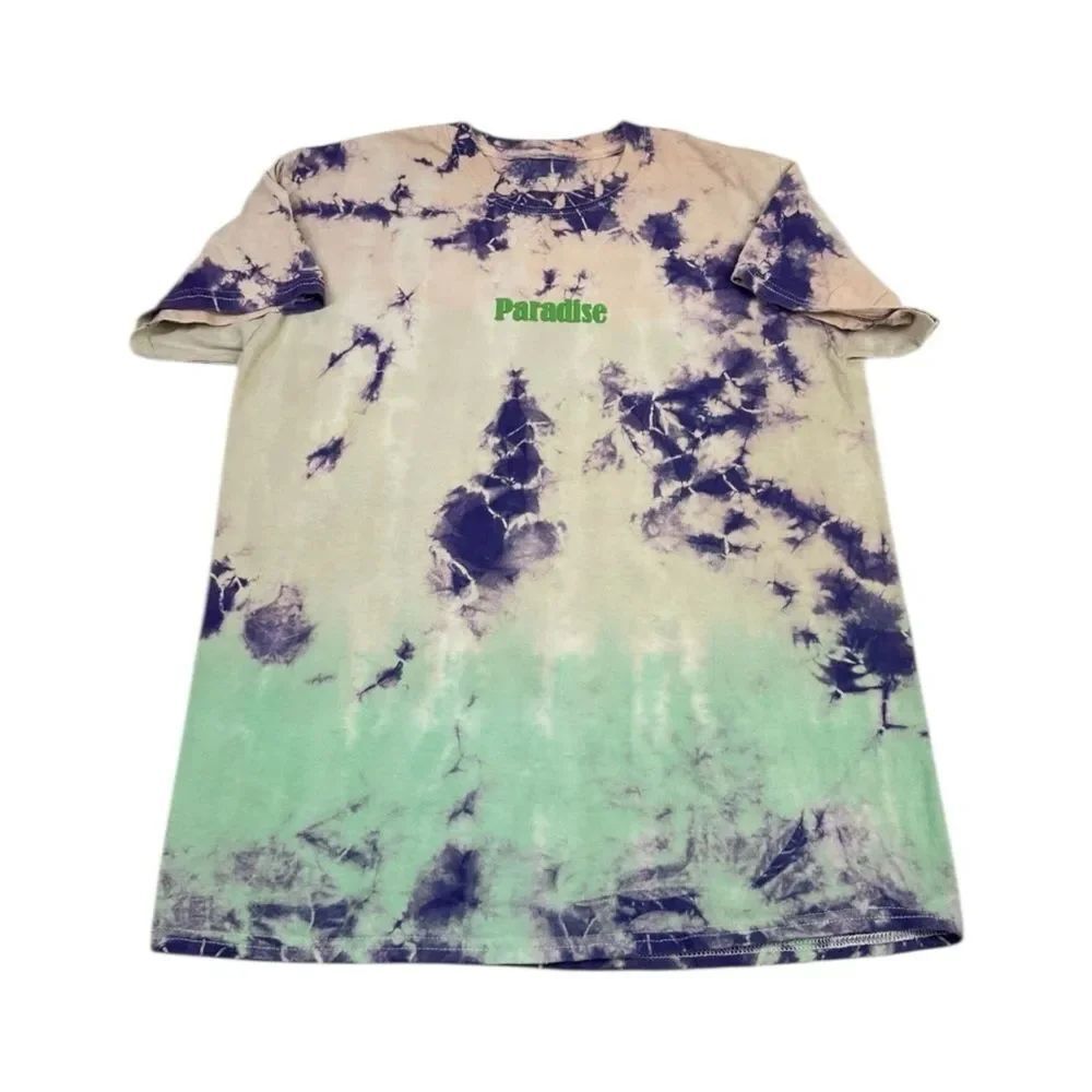 Pacsun Mens Paradise Graphic Print T-Shirt Tie Dye Y2K Short Sleeve Street Tee S